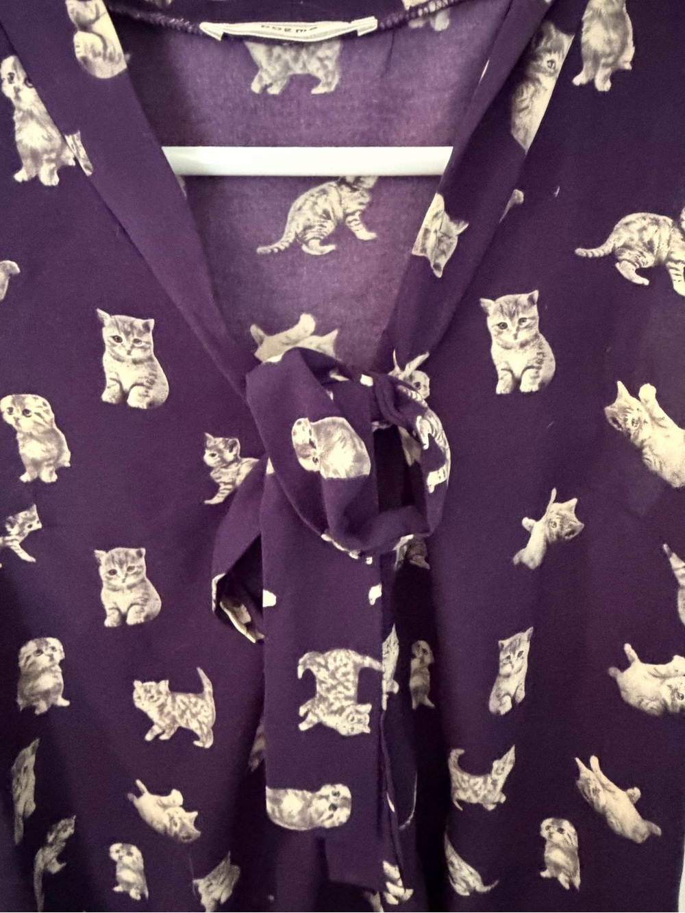 Poems by ModCloth Size S NWOT Purple Cat Print Top - Picture 2 of 6